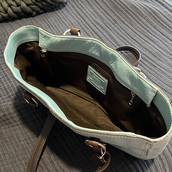 Vintage Coach leather baby blue & brown shoulder bag 00851-F12339 - Picture 5 of 7